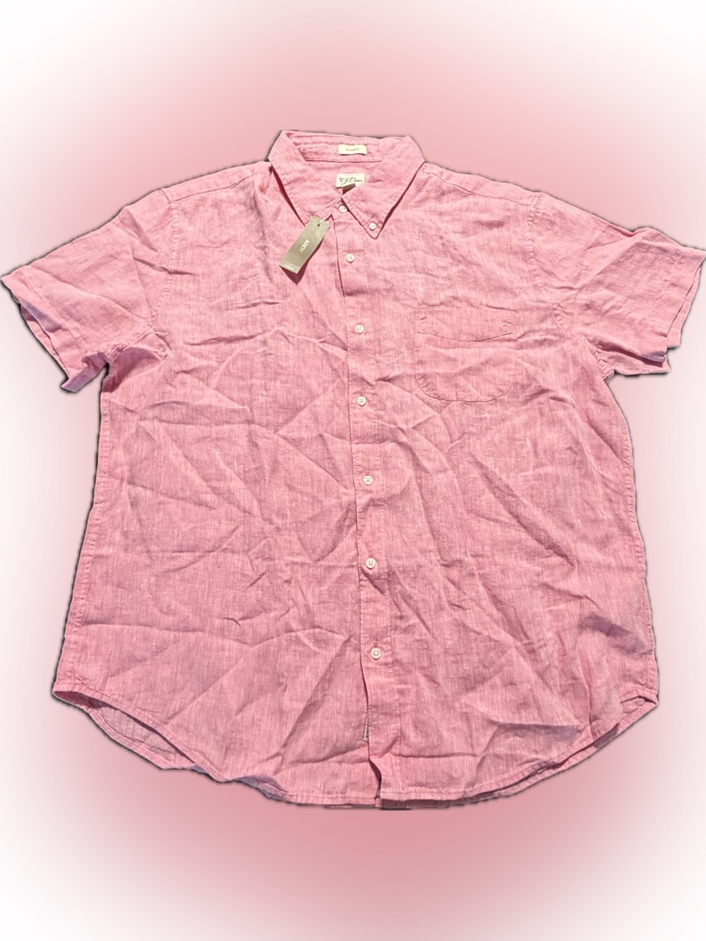 J Crew Baird McNutt Irish Linen Shirt Men’s XL Salmon pink Short Sleeve New